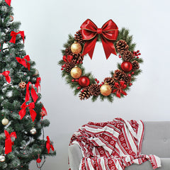Christmas Red Bow Pinecone Christmas Ball Stickers Decoration Wall Stickers