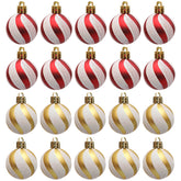 Christmas Ball Decoration Red and White Threaded Christmas Tree Hanging Decoration Hand drawn Christmas Ball Plastic