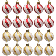 Christmas Ball Decoration Red and White Threaded Christmas Tree Hanging Decoration Hand drawn Christmas Ball Plastic