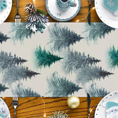 Winter Christmas Table Flag Linen Christmas Tree Printed Tablecloth Holiday Table Decoration Tablecloth Mat
