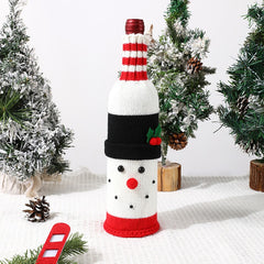 Christmas Decorations Wine Bottle Set Cartoon Knitted Elderly Snowman