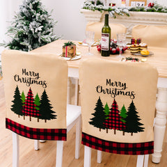 Christmas printed chair covers red and black checkered edges