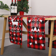 Christmas Decoration Red Black Checkered Cloth Printed Table Flag Christmas Table Flag Holiday Home Christmas Meal Mat