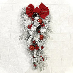 Christmas Floral Wreath Door Hanging Wreath Rattan Upside Down Tree Ornaments