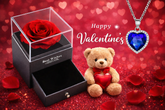 Gift for Girls Women Mother Eternal Rose Gift Box Heart Necklace