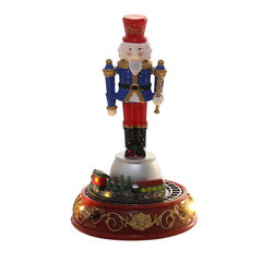 Christmas Gift Luminous Music Resin Ornament Walnut Soldier Small Train House