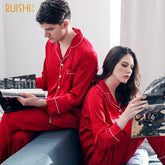 J&Q christmas products couple matching silk pijamas home clothing for man and women couple Christmas pajamas christmas clothing