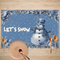 Christmas meal mat solid color snowman white linen printed table mat restaurant Christmas decoration insulation mat