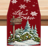 Christmas Snowflake Linen Table Flag New Christmas Tree Printed Tablecloth Holiday Table Decoration Tablecloth Mat