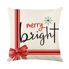 Christmas Pillow Cover Linen Printed Home Living Room Sofa Pillowcase Christmas Tree Cushion