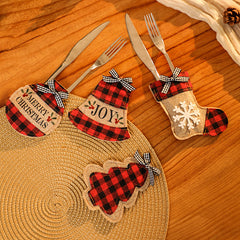 Christmas Socks Knife and Fork Set Table Decoration Embroidery Christmas Props Knife and Fork Set Christmas Decoration Pendant