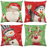 Christmas Day Pillowcase Linen Christmas Snowman Printed Home Pillowcase Living Room Sofa Cushion Cover