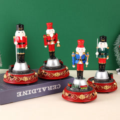 Christmas Gift Luminous Music Resin Ornament Walnut Soldier Small Train House