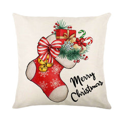 Christmas Pillow Cover Linen Printed Christmas Gift Home Sofa Cushion Cover Pillow