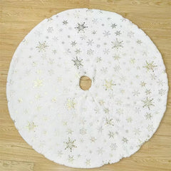 New Christmas decoration items, gold and silver hot stamping, snowflake imitation rabbit fur plush Christmas tree skirt