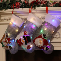 Christmas Socks Gift Bag Grey Christmas Decorative Candy Bag Christmas Tree Pendant