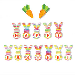 New Easter Party Cartoon Bunny Flag Pulling Easter Festival Theme Decoration Banner Flower Pulling