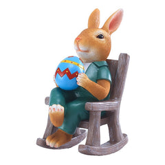 Easter Egg Rabbit Rocker Chair Decoration Resin