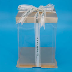 17x17x28cm Transparent Colorful Base Gift Box for Artificial Teddy Bear Rose Clear PET Square bosca císte for Cake