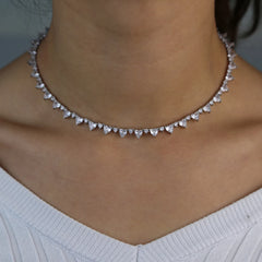 New Lover Valentine's Day Gift For Girlfriend Iced Out Sparking Bling 5A Round Heart Cubic Zirconia Cz Tennis Choker Necklace