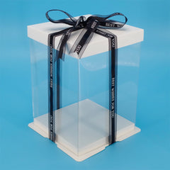 17x17x28cm Transparent Colorful Base Gift Box for Artificial Teddy Bear Rose Clear PET Square bosca císte for Cake