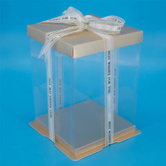 17x17x28cm Transparent Colorful Base Gift Box for Artificial Teddy Bear Rose Clear PET Square bosca císte for Cake