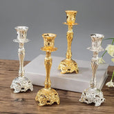 2Pcs Gold Candle Holders Metal wedding Candlestick Flower Vase Table Centerpiece Flower Rack Road Lead Wedding Decoration