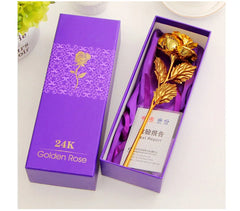Best Gift For Girlfriend Golden Rose Wedding Decoration Golden Flower Valentine's Day Gift Gold Rose Gold Flower with Box -15