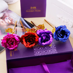 Best Gift For Girlfriend Golden Rose Wedding Decoration Golden Flower Valentine's Day Gift Gold Rose Gold Flower with Box -15