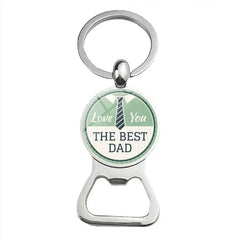 Super Papa Dad Beer Bottle Opener Keychain Silver Plated Glass Cabochon Key Chain Jewelry Love Gifts For Father