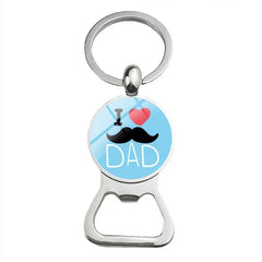Super Papa Dad Beer Bottle Opener Keychain Silver Plated Glass Cabochon Key Chain Jewelry Love Gifts For Father