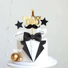 Father's Day Birthday Party Cake Topper DAD Bow Tie Gold Acrylic