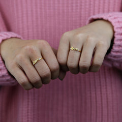 2021 Valentine's Day Gift For Lover Cute Lovely Love Letter With Sparking CZ Minimal 925 Sterling Silver Vermeil Ring