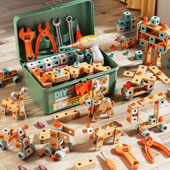 Children's DIY Tool Box Complete Set with Screws and Nuts, Children's Toys, Educational Electric Drill for Assembly and Disassembly