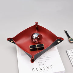 Two-Tone Leather Scandinavian Desktop Cosmetics Dining Tray