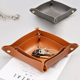 Two-Tone Leather Scandinavian Desktop Cosmetics Dining Tray