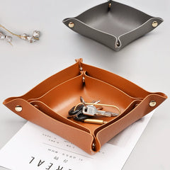 Two-Tone Leather Scandinavian Desktop Cosmetics Dining Tray
