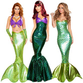 Halloween Costume Foreign Trade Adult Mermaid Princess Dress Cosplay Costume Sexy Chest-Wrapped Performance Evening Dress
