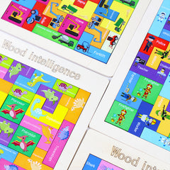 Tetris Wooden Puzzle Wooden Building Blocks Game Puzzle Board Children's Educational Toys Wholesale Assembly Animal Models