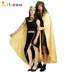 Halloween Holiday Party Egyptian Pharaoh Queen Cosplay Costume Gold Cloak Stage Performance Props Costumes
