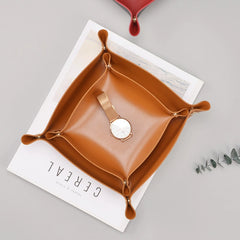 Two-Tone Leather Scandinavian Desktop Cosmetics Dining Tray