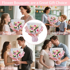 Simulation Knitting Wool Flower Rose Bouquet Tulips for Girlfriend