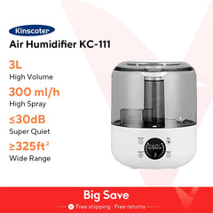 KINSCOTER 3L Air Humidifier Professional Large Capacity Home Humidifier Plant Mist Aroma Diffuser with Remote Control Timer