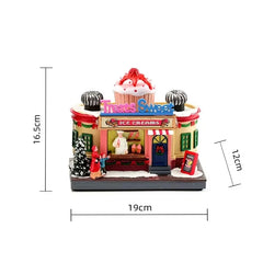 Christmas Lighted Music Box Resin Santa Ornament Gift Box Xmas Decorative Gift for Home Kitchen Cafe Window Holiday Party