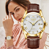 LIGE Women's Wristwatch Fashion Casual Leather Sport Waterproof Woman Watch Top Brand Luxury Women Bracelet Classic Female Clock