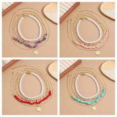 Fashion Elegant Pearl Beaded Necklace Exquisite Neck Jewelry Multilayer