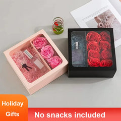 Flower Gift Box with Handle Transparent PVC Window Rose Candy Dessert Packaging box