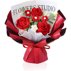 Simulation Knitting Wool Flower Rose Bouquet Tulips for Girlfriend
