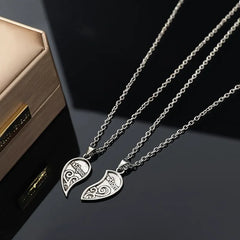 2pcs Antique Silver-plated Necklace Fashionable Mother Beautiful Daughter Combination