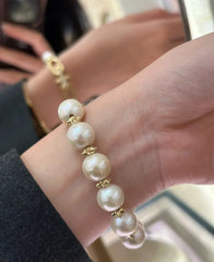 Sterling Silver S925 Riveted Pearl Bracelet - Luxury Gift for Girlfriends, Perfect for Office Ladies